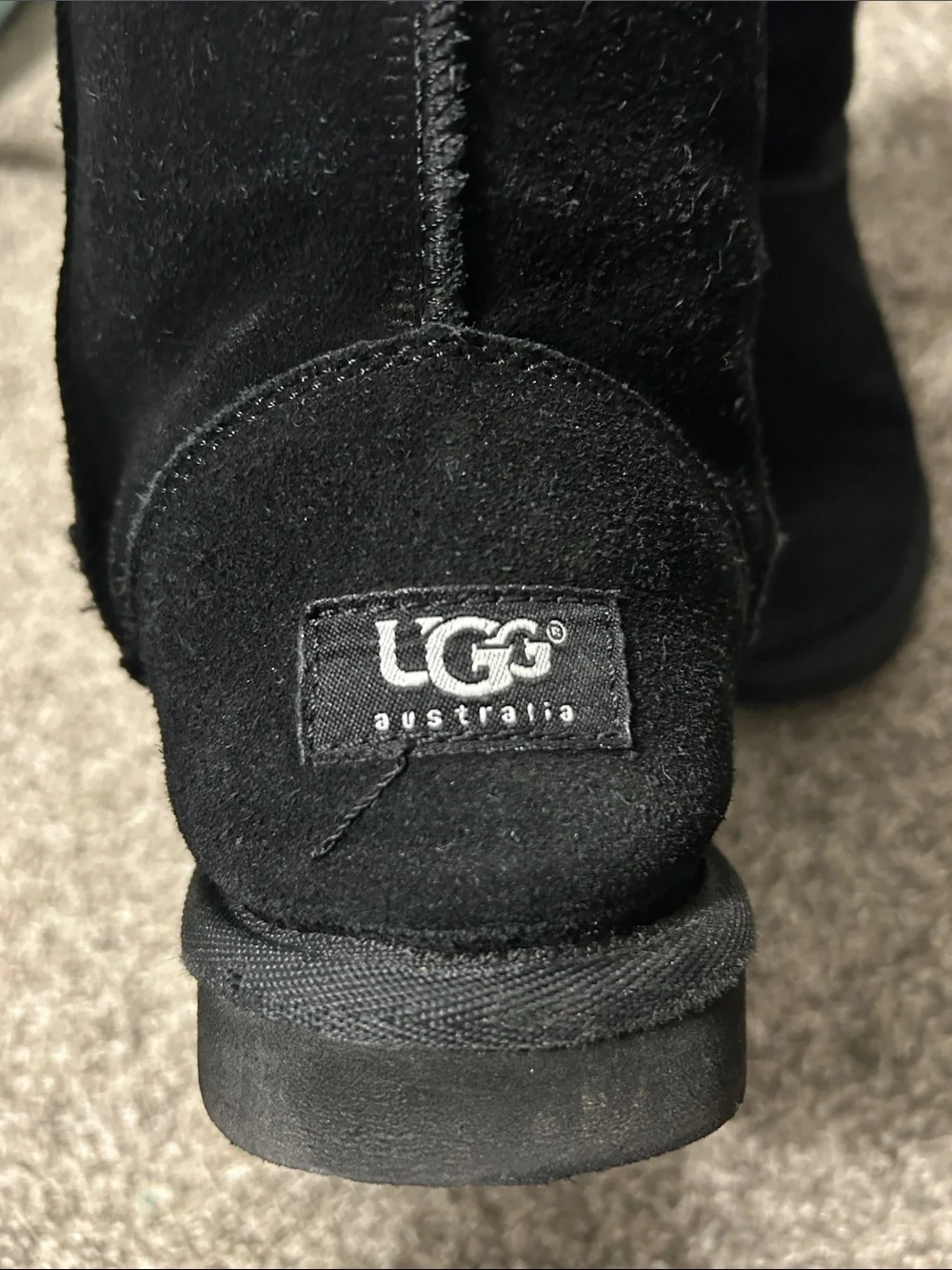 UGG Black Suede Short Boot - Classic Logo Heel